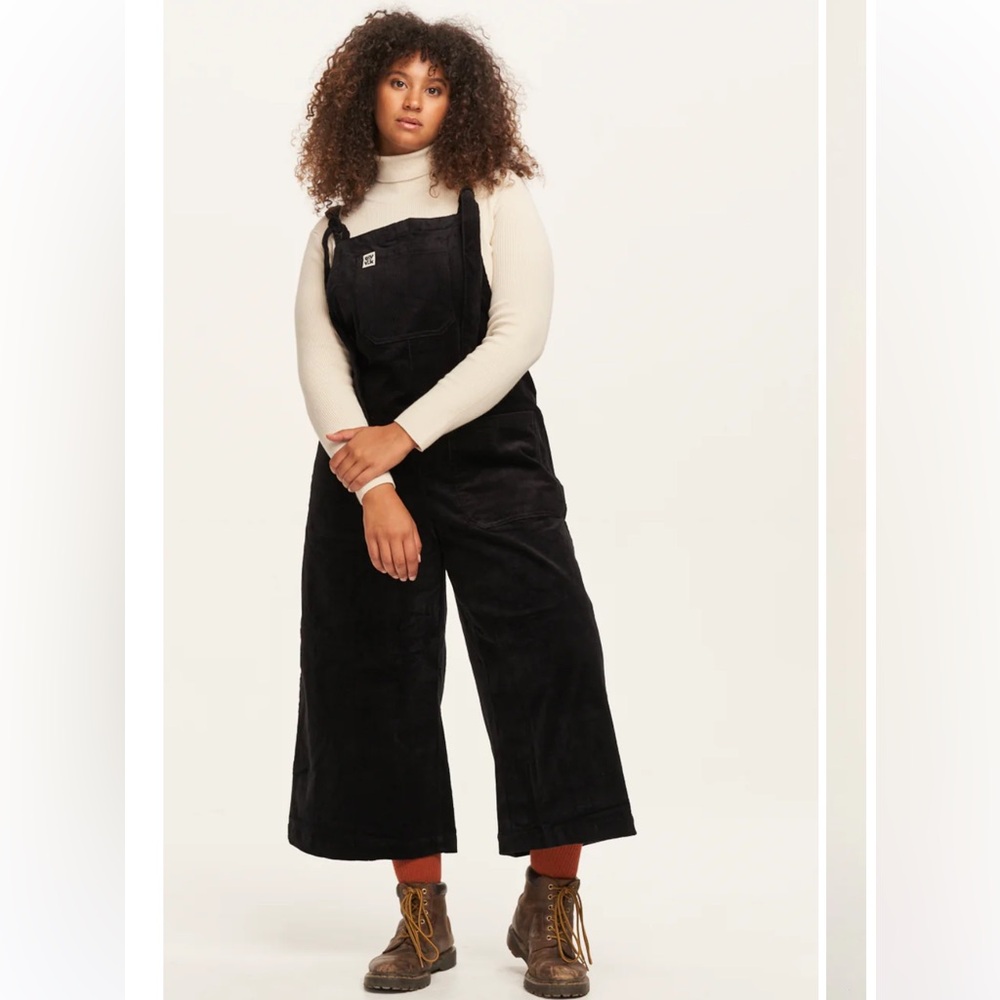 SOLD - Lucy & Yak Jenny Wide Leg Corduroy Dungarees in Black